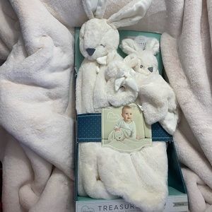 Little Miracles Treasured Trio Rabbits Security Blanket Lovey Rattle.